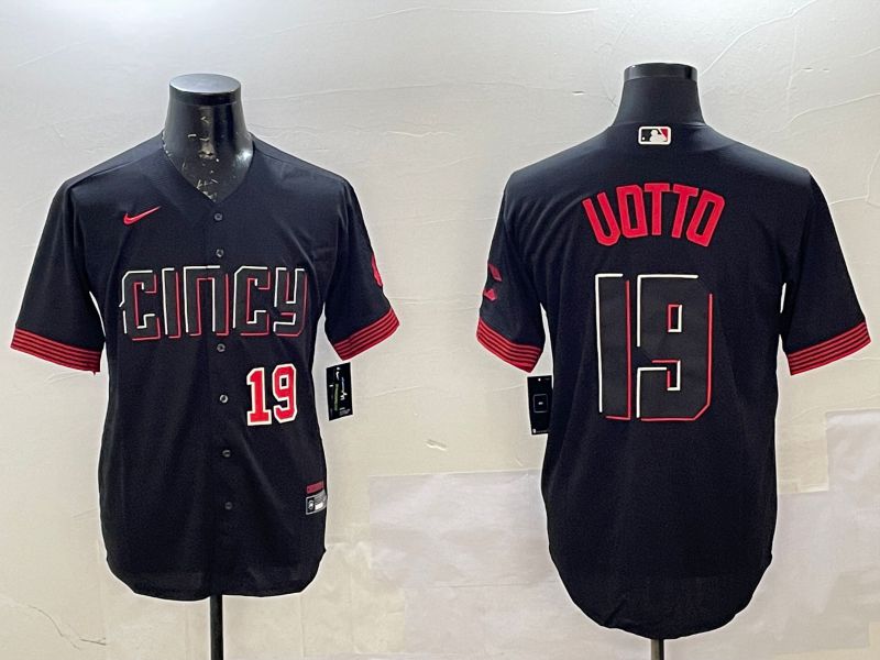 Men Cincinnati Reds #19 Uotto Black City Edition Game Nike 2025 MLB Jersey style 5->atlanta braves->MLB Jersey